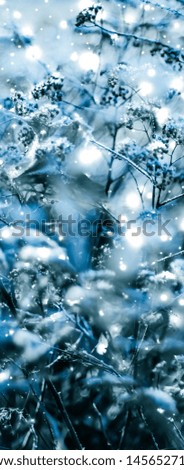 Snowing landscape, greeting card design and New Years Eve travel concept - Winter holiday background, nature scenery with shiny snow and cold weather in Christmas time