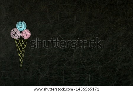 ice cream drawn with crayons on the blackboard concept of summer pleasure