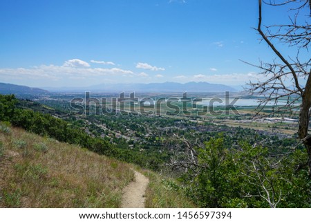 Hiking trail along the Salt Lake valley area from the foothills of Farmington, Utah