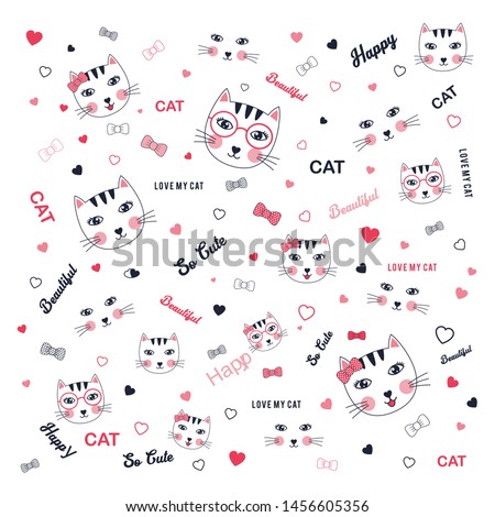 vector cute cat for t shirt print 
