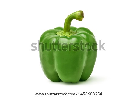 Organic Green bell pepper isolated on white background, clipping path. Royalty-Free Stock Photo #1456608254