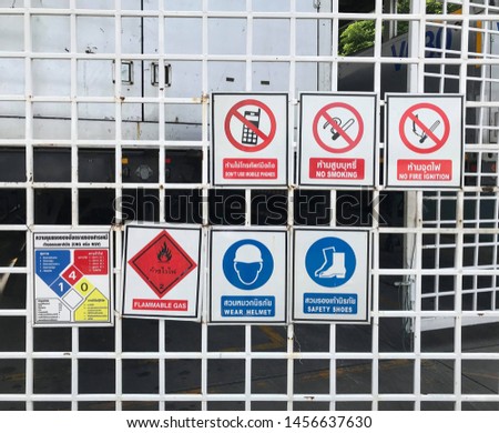 Various warning signs for preventing unexpected events