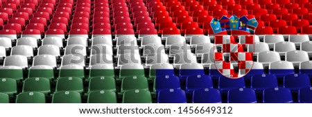 Hungary, Hungarian, Croatia, Croatian stadium seats concept. European football qualifications games.