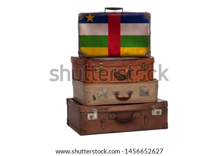 Central African Republic travel concept. Group of vintage suitcases isolated on white background
