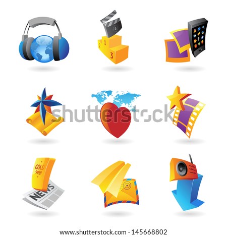 Icons for media, information and entertainment.  Raster version. Vector version is also available.