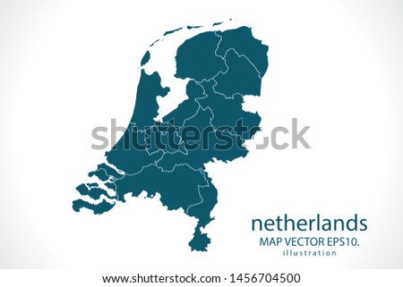 netherlands map High Detailed on white background. Abstract design vector illustration eps 10 Royalty-Free Stock Photo #1456704500