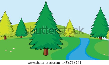 Woods nature background scene illustration