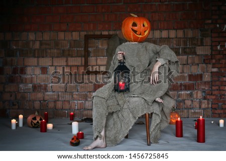 pumpkin head monster horror indoor