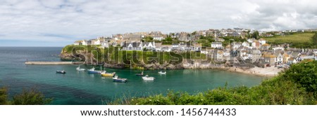 Panoramic photo of the idyllic Cornish fishing village of Port Isaac