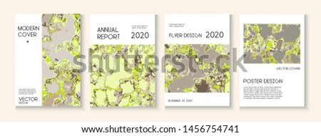 Fluid Paint, Clay Texture Vector Cover Layout. Modern Earth Day Ecology Poster. Green Tropical Forest Ecology Report. Scientific Journal, Ad Annual Report Template. Fluid Paint Clay Texture Cover