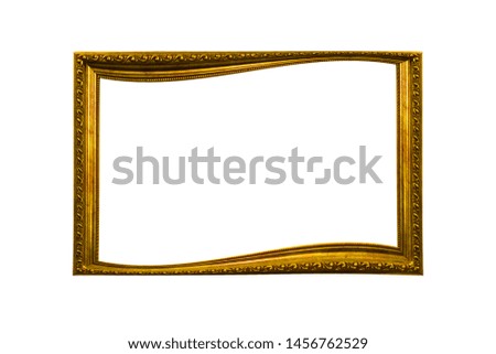 golden picture frame isolated on white background