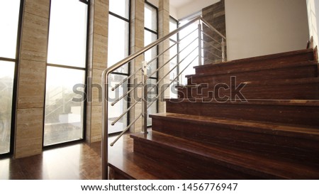 home stairs with window at morning  Royalty-Free Stock Photo #1456776947