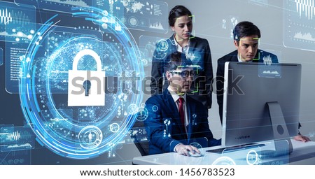 Cyber security concept. Network protection. Royalty-Free Stock Photo #1456783523