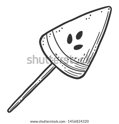 Watermelon candy or icerceam. Vector concept in doodle and sketch style. Hand drawn illustration for printing on T-shirts, postcards.
