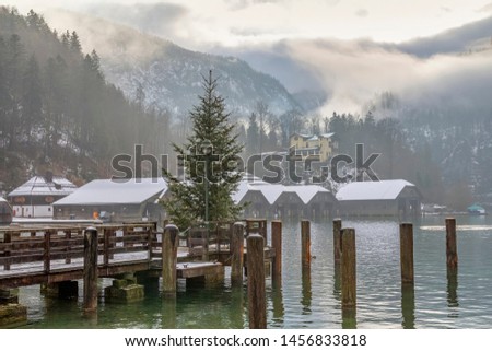 Scenery around Schoenau am Koenigssee in Bavaria at winter time Royalty-Free Stock Photo #1456833818