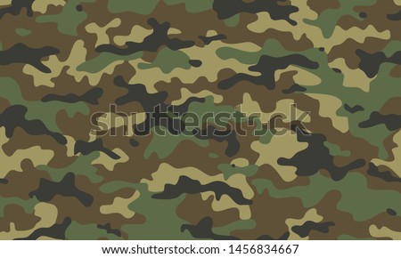 Camouflage seamless pattern. Trendy style camo, repeat print. Vector illustration. Khaki texture, military army green hunting Royalty-Free Stock Photo #1456834667