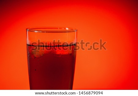 Soft drinks on a red background