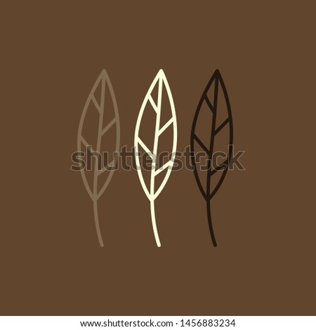 Three leaves on a brown background, simple vector logo design