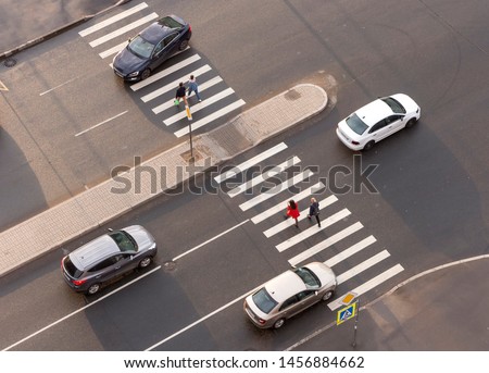 Pedestrian crossing. View from above.