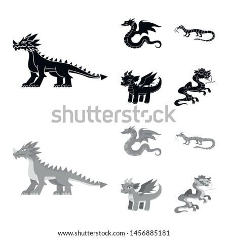 Isolated dragon legend and halloween object logos. Collection of legend and history stock vector illustration.