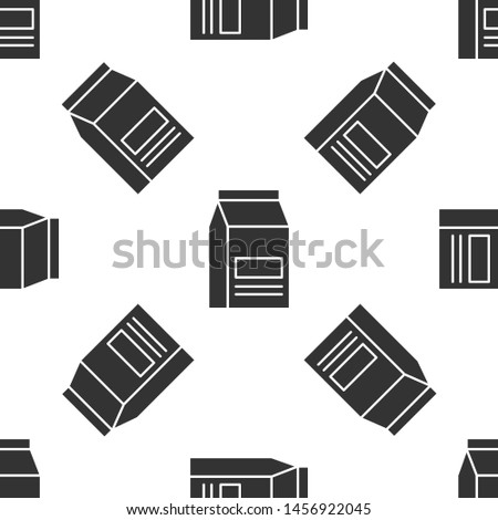 Grey Bag of food icon isolated seamless pattern on white background. Food for animals. Pet food package