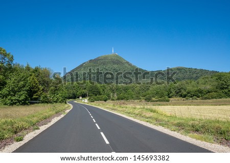 the road to the volcano Puy de dome in Clermont ferrand, Auvergne, France Royalty-Free Stock Photo #145693382