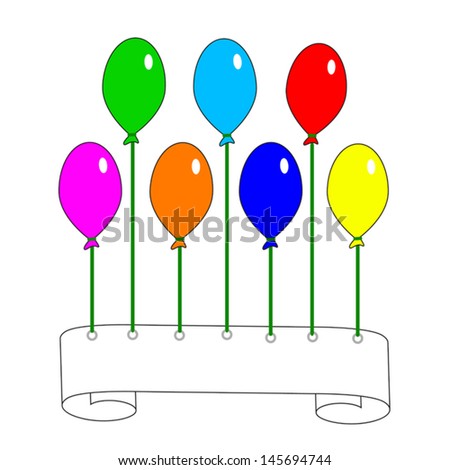 Scroll of paper and colorful balloons