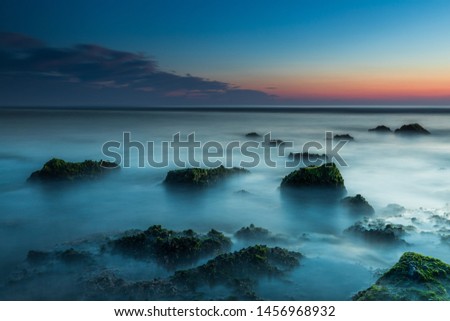 Beautiful scenery of seascape panorama and sunset. 