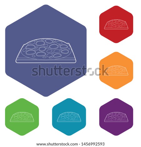 Pizza icons vector colorful hexahedron set collection isolated on white