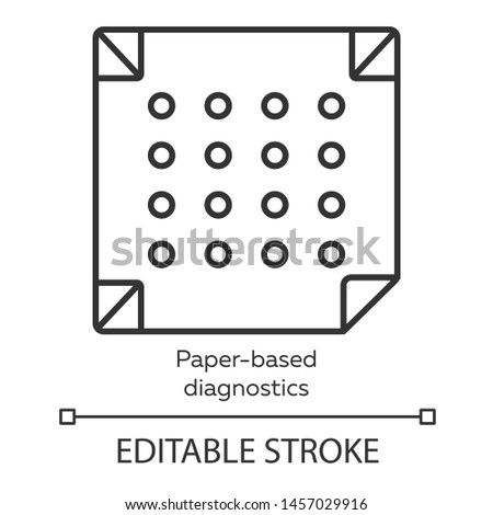 Paper-based diagnostics linear icon. Biosensor. Quick analysis results. Biotechnology. Thin line illustration. Contour symbol. Vector isolated outline drawing. Editable stroke