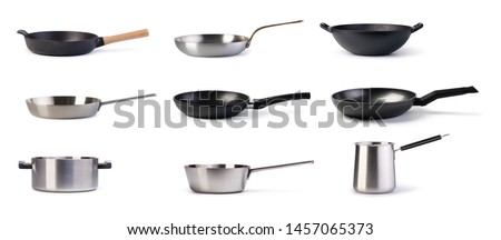 Frying Pan Set isolated on a white background Royalty-Free Stock Photo #1457065373