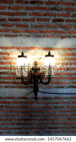 Lamp With Empty Wall, Loft Style Interior, Empty Space...,