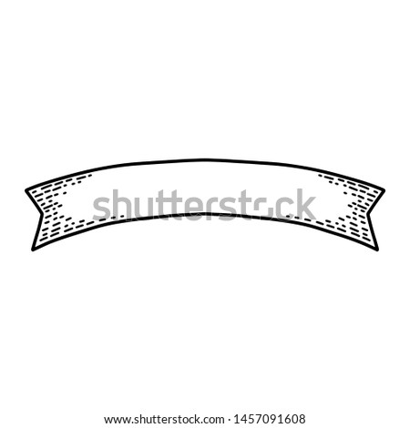 Ribbons isolated on white background. Old vintage style hand drawing engraved. Design element for banner, menu, poster, web.