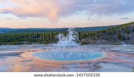 Grand prismatic springs in Yellowstone