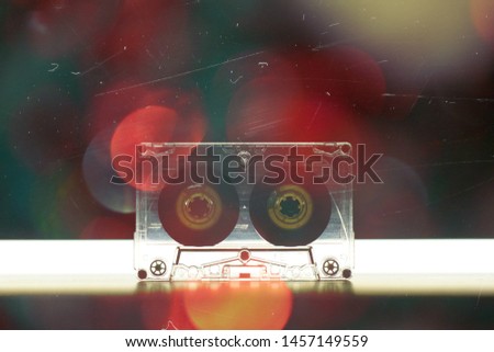 Audio cassette music background wallpaper background cover 70s 80s 90s top effect retro old vintage style modern trend melody nostalgia song music sound party dance Royalty-Free Stock Photo #1457149559