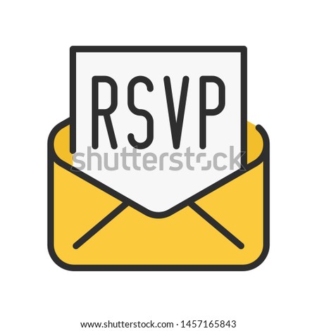 RSVP colorful outline icon. Please respond to mail linear sign. Royalty-Free Stock Photo #1457165843