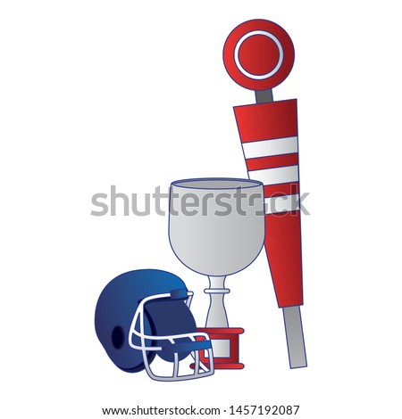american football sport game champion trophy with helmet and sideline cartoon vector illustration graphic design