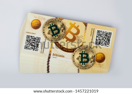 The most reliable bitcoin wallet. Bit coin paper wallet. Royalty-Free Stock Photo #1457221019