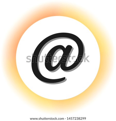 Mail sign illustration. Dark icon with shadow on the glowing circle button. Illustration.