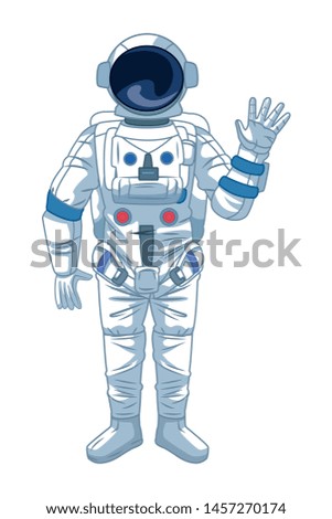 space exploration astronaut saying hi icon cartoon vector illustration graphic design