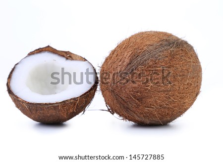 coconut and slice on a white background