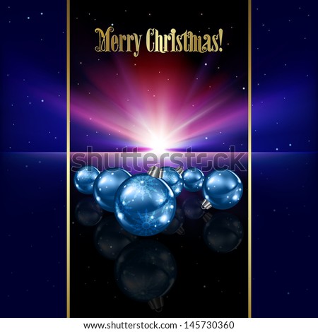 Abstract celebration background with blue Christmas decorations and stars