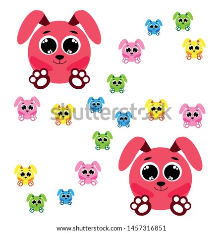 Cute rabbit vector. Easter Bunny. Can be used for kids shirt design., children cartoon character, vector background.