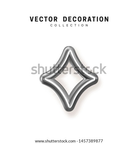 Silver Rhombus Geometrical metal shapes. Geometric 3d Object. Vector illustration.