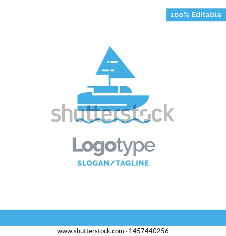 Boat, Ship, Indian, Country Blue Solid Logo Template. Place for Tagline