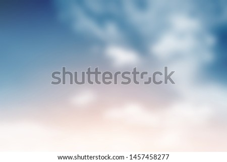 Cloud sky sunrise during morning background. Blue pastel heaven,soft focus lens flare sunlight. Abstract blurred white cyan gradient of peaceful nature. Open view windows beautiful summer spring