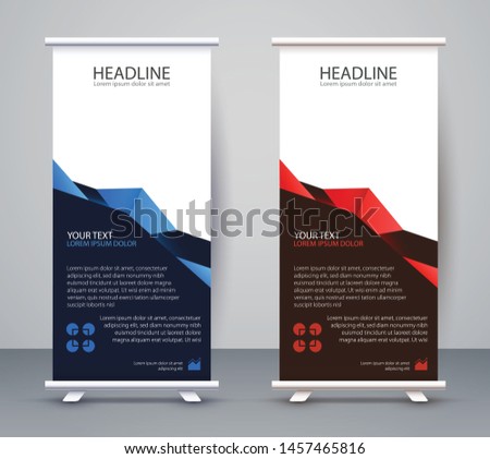 business roll up standee design banner template presentation brochure flyer vector illustration web vertical Royalty-Free Stock Photo #1457465816