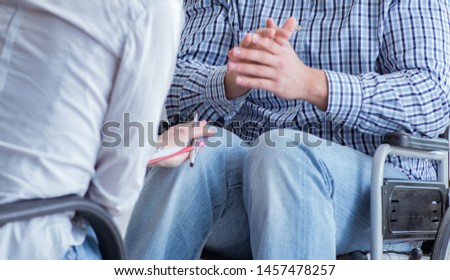 Patient visiting psychotherapist to deal with consequences of tr Royalty-Free Stock Photo #1457478257