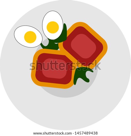 Meatloaf with eggs, illustration, vector on white background.