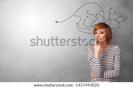 Business person standing with diffuse direction concept